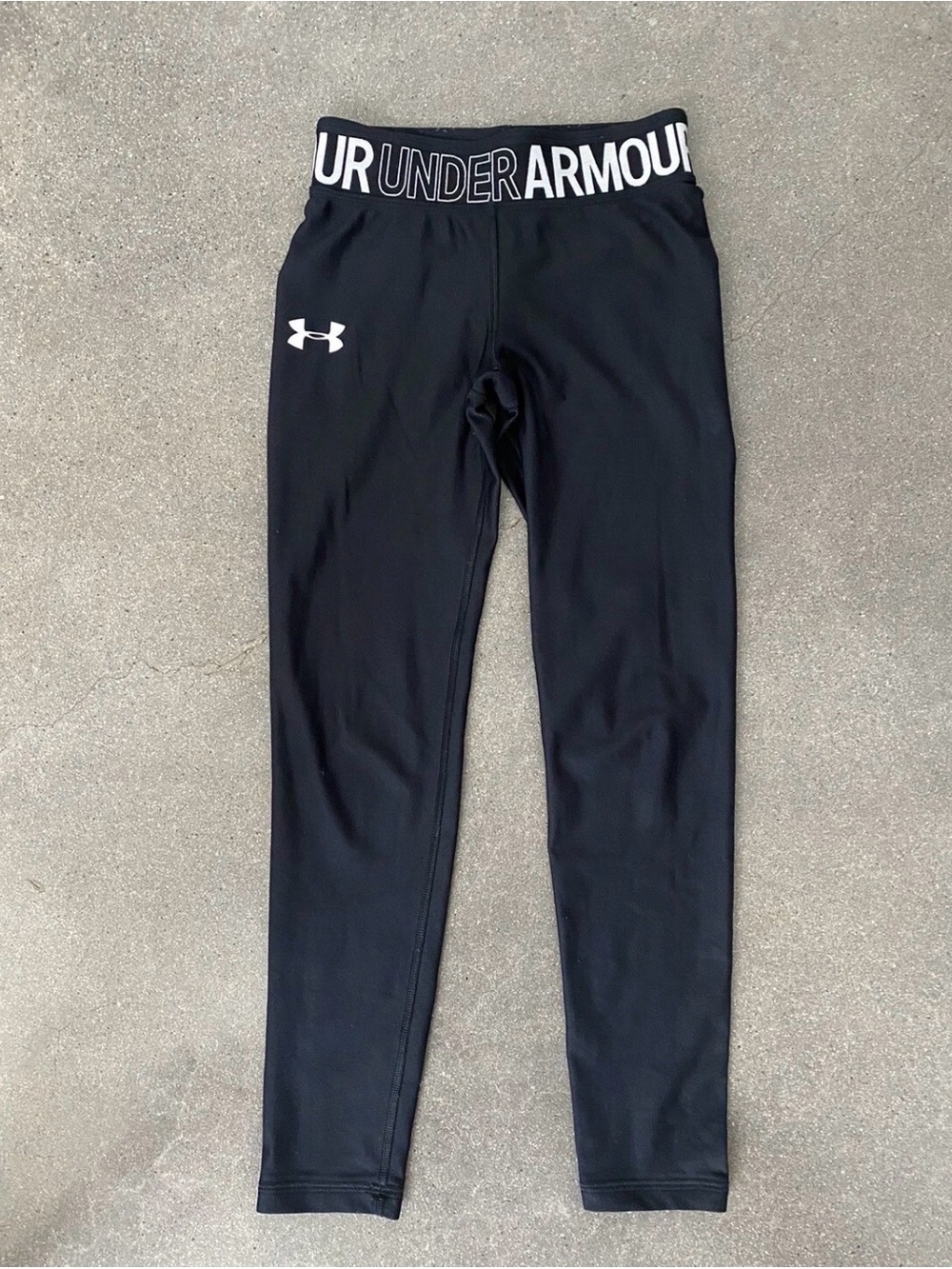 Under Armour Black womens Logo Waistband Performance Leggings XS